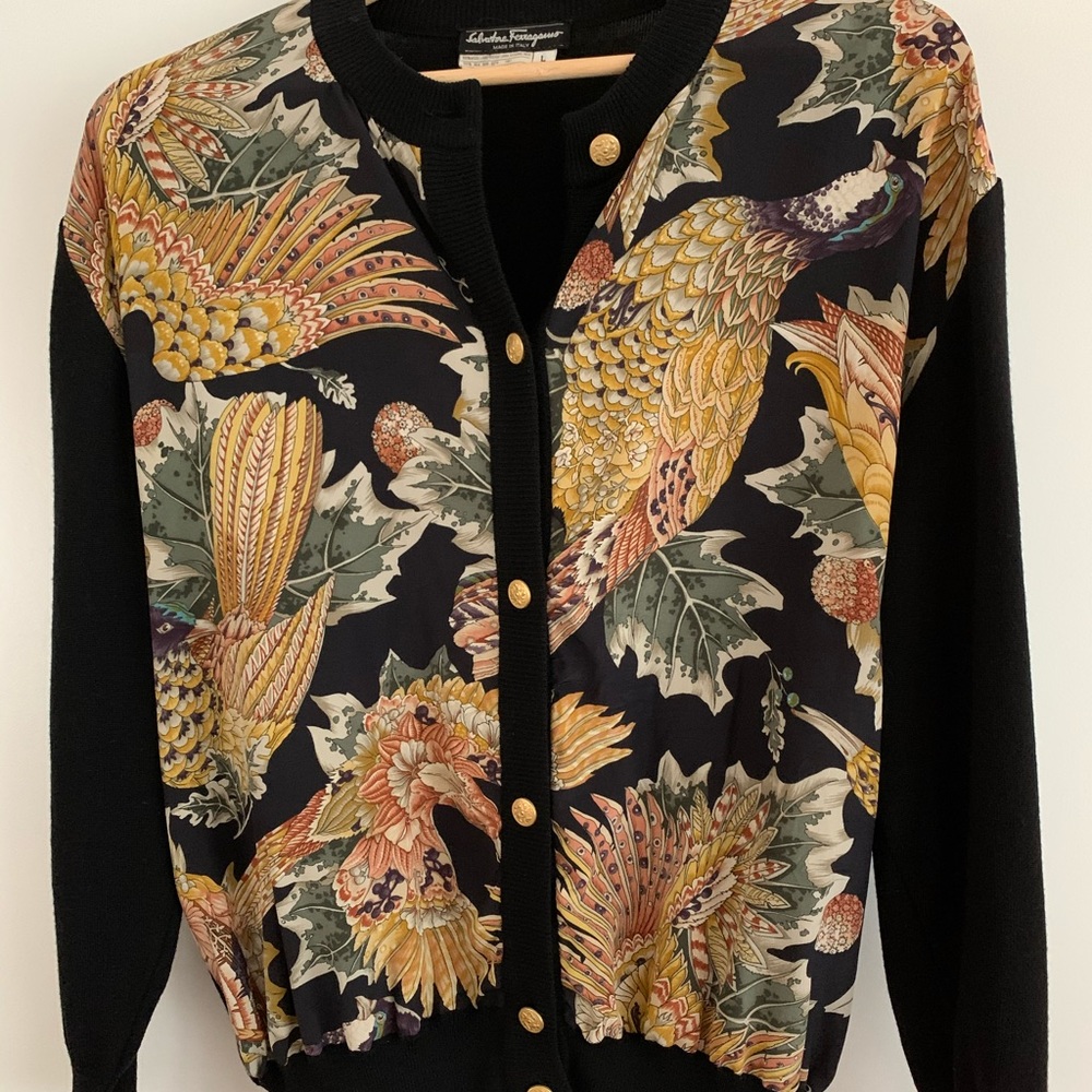 Salvatore Ferragamo Black and Multicolor Cardigan
